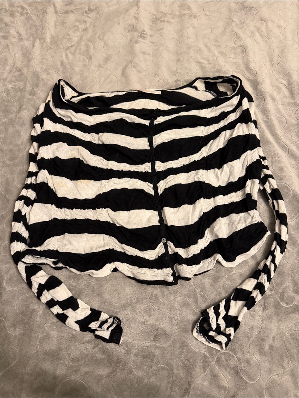 Free People Black & White Striped Long Sleeve Tee